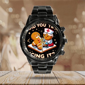 Discover Did You Try Icing It nurses Gingerbread Funny Christmas Calendar Steel Band Watch