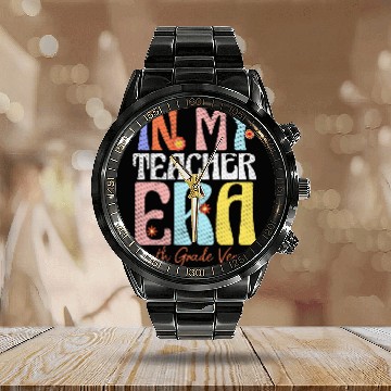 Discover Educator 4th Grade Teacher Era Retro For School Teacher Calendar Steel Band Watch