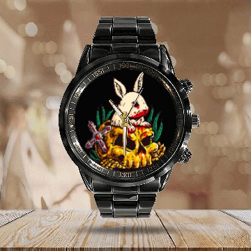 Discover Skeletons Skulls Scary Rabbit Bloody Skull Zip Calendar Steel Band Watch