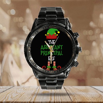 Discover Assistant Principal Elf Matching Pajamas Christmas Teacher Calendar Steel Band Watch