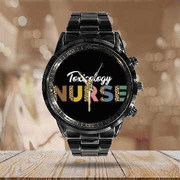 Discover Toxicology nurses Leopard Pattern Apparel Poison Control Calendar Steel Band Watch