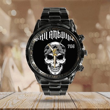 Discover Skeletons Skulls San Antonio Area Code 726 Skull and Bandana Skull Baseball Tees Calendar Steel Band Watch