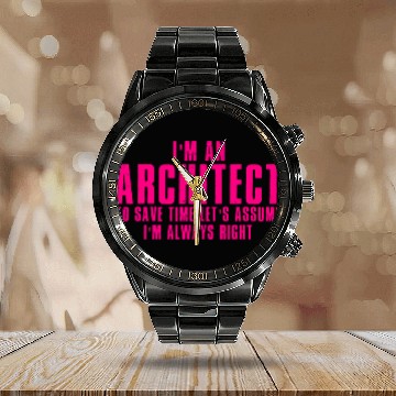 Discover Funny Architect Art For Men Women Future Architecture Lover Zip Calendar Steel Band Watch