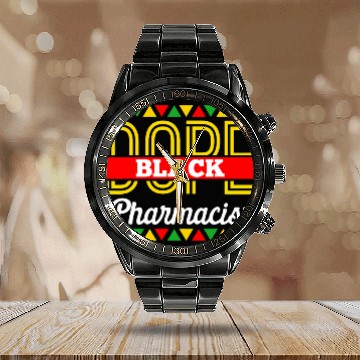 Discover Dope Black Pharmacist African American Pride BLM Pharmacist Baseball Tees Calendar Steel Band Watch