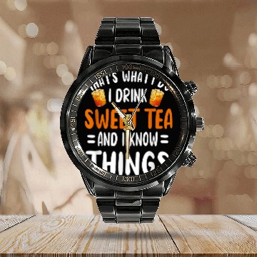 Discover Funny Sweet Tea Outfit Refreshing Tea Drinker Quote Baseball Tees Calendar Steel Band Watch