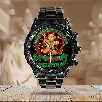 Discover Student Assistant Job Gingerbread Funny Xmas Calendar Steel Band Watch