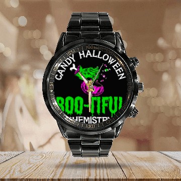 Discover Halloween Candy Lover Lollipops Sweet Tooth Candy Bar Zip Calendar Steel Band Watch