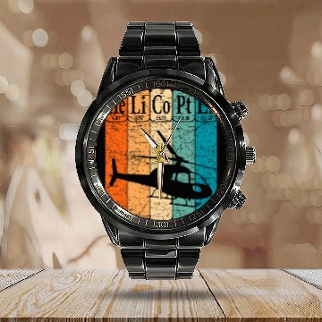 Discover Helicopter Periodic Table Elements Aviation Helicopter Pilot 3 Zip Calendar Steel Band Watch