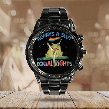 Discover Funny Equal Rights Frog And Toad Say Gay Happy Pride Month Calendar Steel Band Watch