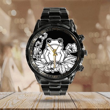 Discover Frog Toad Pond 1 Calendar Steel Band Watch