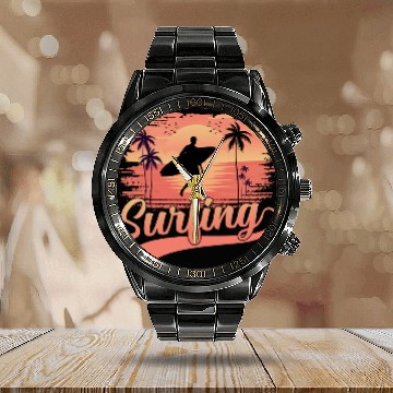 Discover Surf Life Surfing399 Calendar Steel Band Watch