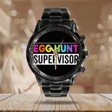 Discover Egg hunt supervisor colorful matching easter egg hunting Calendar Steel Band Watch