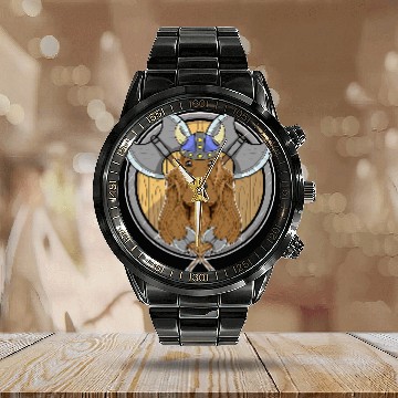 Discover Dog Cocker Spaniel I Valhalla I Viking Calendar Steel Band Watch