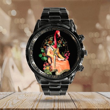 Discover FANCY ART READING DRESSED FLAMINGO Calendar Steel Band Watch
