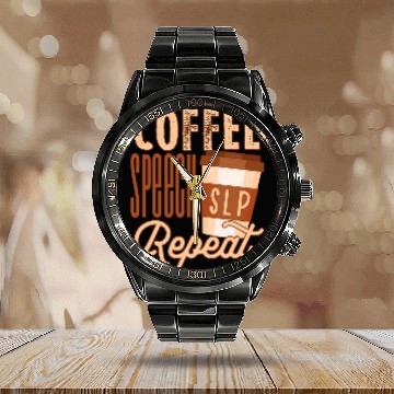 Discover Coffee Speech Language Pathology SLP Speech Pathologist SLPA Baseball Tees Calendar Steel Band Watch