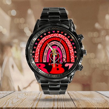 Discover RBT ABA Therapy Rainbow Leopard Print Valentines Day nurses Baseball Tees Calendar Steel Band Watch