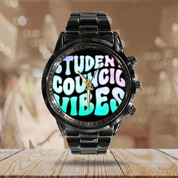 Discover Student Council Vibes Zip Calendar Steel Band Watch