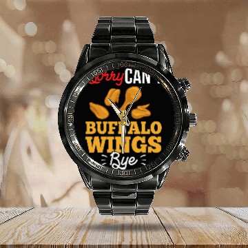 Discover Buffalo Wings Fried Chicken Hot Wing Sauce 24 Zip Calendar Steel Band Watch