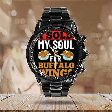Discover Buffalo Wings Fried Chicken Hot Wing Sauce 224 Calendar Steel Band Watch