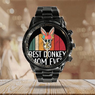 Discover bests Donkey Mom Ever Donkey Lover Accessories Calendar Steel Band Watch