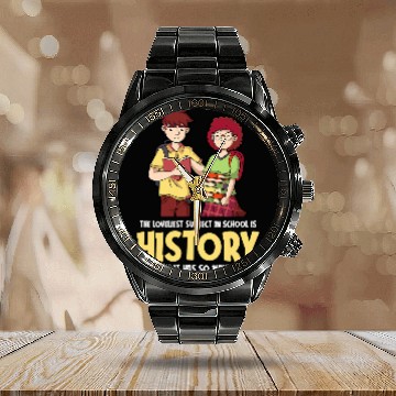 Discover Funny History Joke for Teachers and Students History Buff 2 Baseball Tees Calendar Steel Band Watch