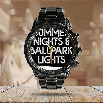 Discover Sport Baseball Softball Team Summer Nights Ballpark Lights Baseball Tees Calendar Steel Band Watch