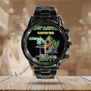 Discover Funny computer science programmer coding tortoise help desk Calendar Steel Band Watch