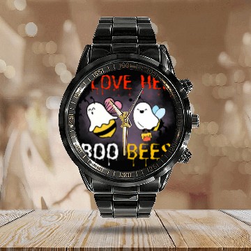 Discover I Love Her Boo Bees Funny Couples Halloween Calendar Steel Band Watch