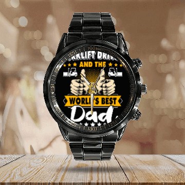 Discover Fork Lift Truck Forklift Operator Dad 1 Zip Calendar Steel Band Watch