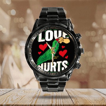 Discover Green Macaw Parrot Love Hurts Design for a Bird owner Baseball Tees Calendar Steel Band Watch
