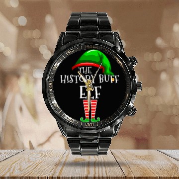 Discover History Buff Elf Family Matching Group Christmas Gift Squad 1 Calendar Steel Band Watch