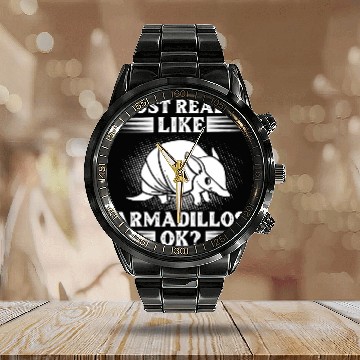 Discover Armadillo Lizard Animal Eggs Funny 6 Zip Calendar Steel Band Watch