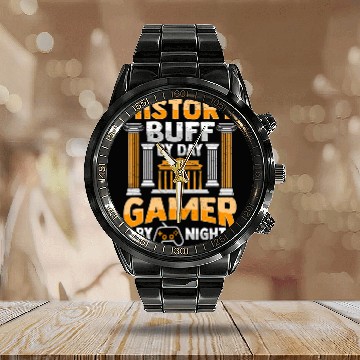 Discover History Teacher Gamer Design for History Buff Historian Zip Calendar Steel Band Watch
