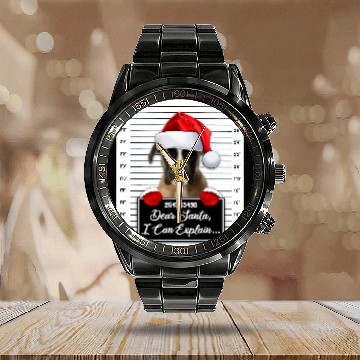 Discover Boxer Pet Dear Santa I Can Explain Funny Christmas Boxer Xmas Baseball Tees Calendar Steel Band Watch