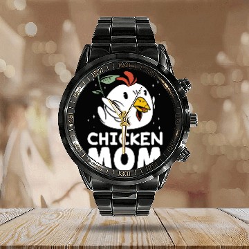 Discover Chicken Mom Rooster Keeper Chickens Poultry Chicken Mother Calendar Steel Band Watch