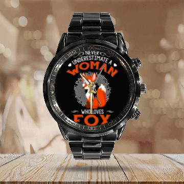 Discover Funny Woman Loves Fox Animal Gift Calendar Steel Band Watch