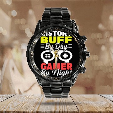 Discover History Buff By Day Gamer By Night Arthistory Revolution Calendar Steel Band Watch
