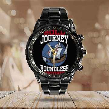 Discover Bold Journeys Boundless Curiosity Columbus Day Baseball Tees Calendar Steel Band Watch