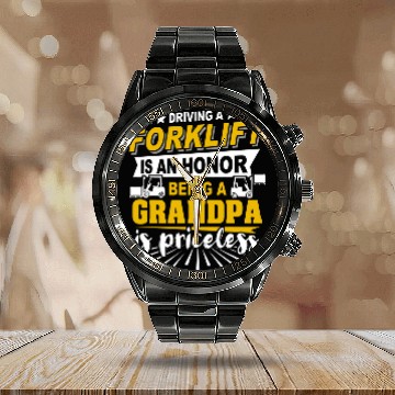 Discover Fork Lift Truck Forklift Operator Grandpa 1 Baseball Tees Calendar Steel Band Watch