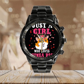Discover guinea pig rodent pet Calendar Steel Band Watch