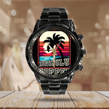 Discover Honolulu Hopper Retro Funny Graphic Tees Baseball Tees Calendar Steel Band Watch
