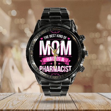 Discover Happy Mothers Day Mom Raises Pharmacist Plus Size Zip Calendar Steel Band Watch