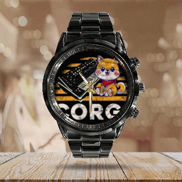 Discover Corgi Keyboard Analog Dog Synthesizer Baseball Tees Calendar Steel Band Watch