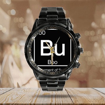 Discover Boo the Element of Surprise Funny Science Halloween Baseball Tees Calendar Steel Band Watch