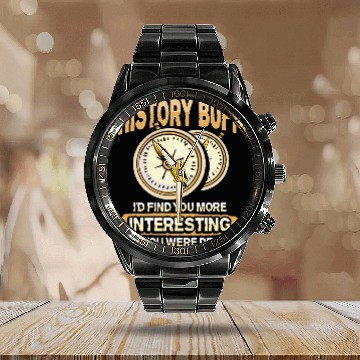 Discover History Teacher Dress for a History Buff Zip Calendar Steel Band Watch