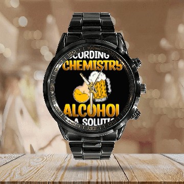 Discover Chemistry Alcohol Solution Science Teacher Student Graphic Calendar Steel Band Watch