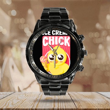 Discover Ice Cream Chicken Cone Ice Cream Chick Baseball Tees Calendar Steel Band Watch