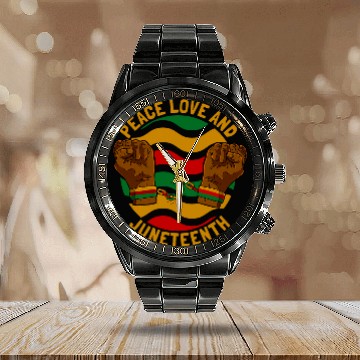 Discover Black History Month Juneteenth Peace Love And Juneteenth Baseball Tees Calendar Steel Band Watch