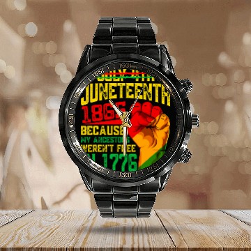 Discover Black History Month Juneteenth 1865 Melanin African American Calendar Steel Band Watch