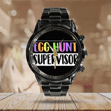 Discover Egg Hunt Supervisor Egg Hunting Party Mom Dad Adult Easter 3 Calendar Steel Band Watch